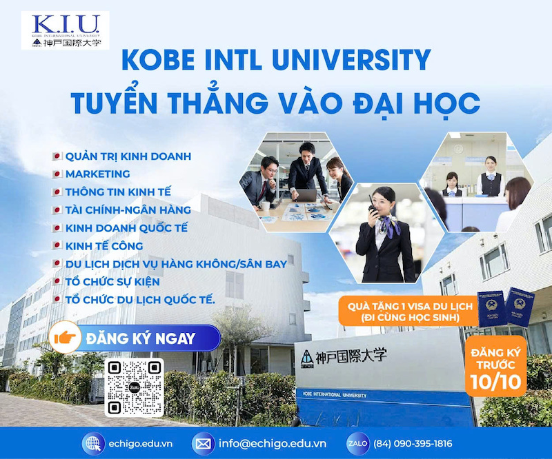 Đăng ký tuyển thẳng Đại học Quốc tế Kobe hè 2026 cùng ECHIGO
