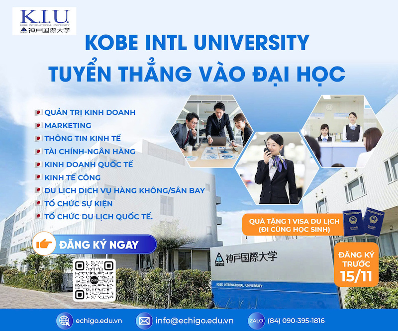 Đăng ký tuyển thẳng Đại học Quốc tế Kobe hè 2026 cùng ECHIGO